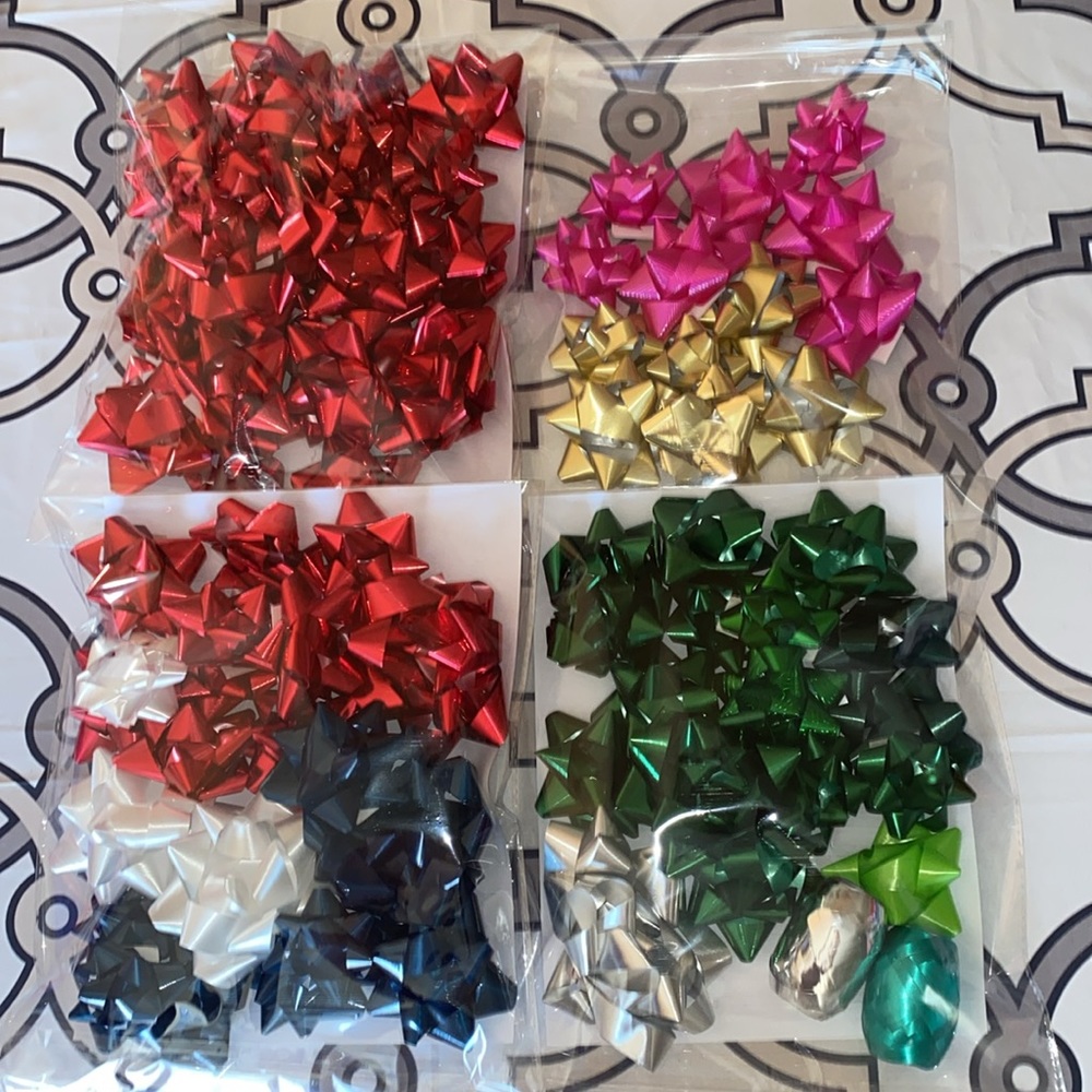 Wrapping lot - assorted bows (77) and 2 curling ribbons, all NWOT